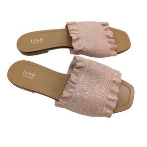 Lewit Pink Metallic Ruffle Slide Sandals Cassandra 35 US 5 | Made in Italy Flats
